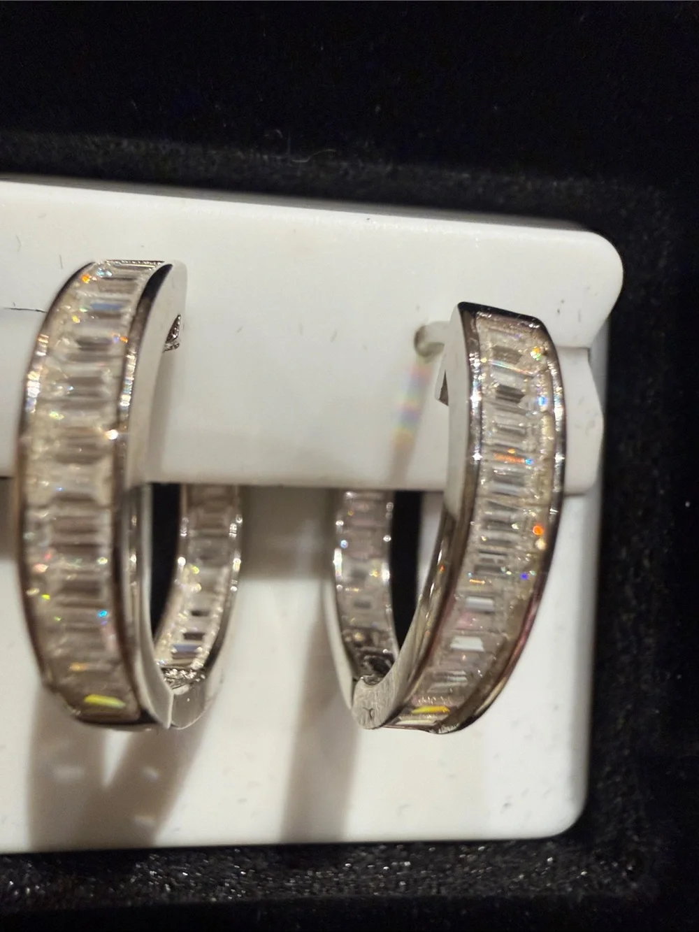 Emerald Cut 3.5 CTW Sterling Silver Hoops Gorgeous